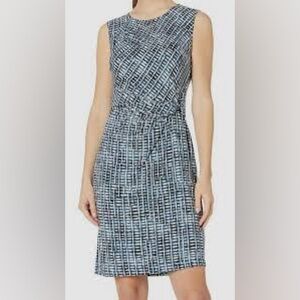 Nic+Zoe Twist Front Blue Lattice Dress